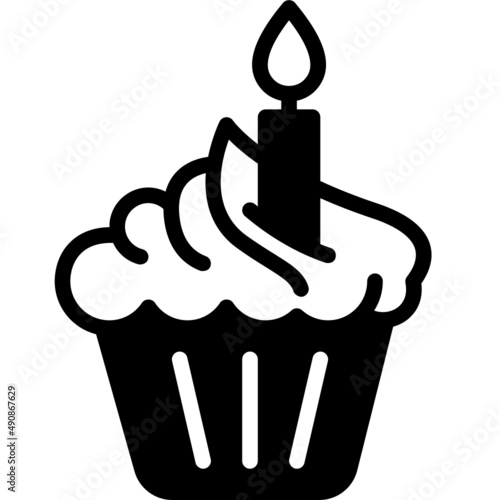 cupcake solid line icon