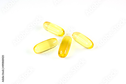 Fish oil heart tablets isolated on white