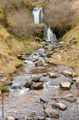 Waterfalls at Blaen y Glyn Uchaf, Brecon Beacons, Wales photo