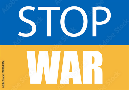 Bandera de Ucrania con stop guerra. 