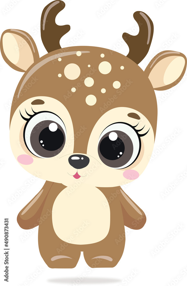 Brown cute deer. Character for book and cartoon. Brown cute deer. Character for book and cartoon.