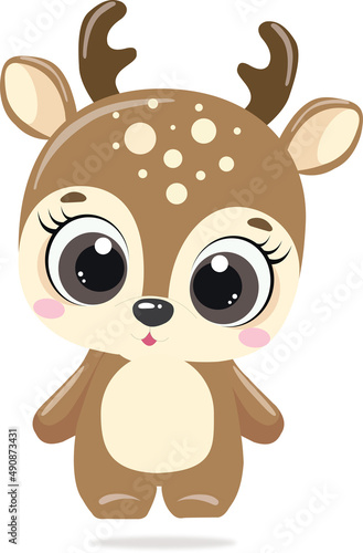Brown cute deer. Character for book and cartoon. photo