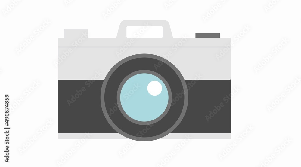 Flat Camera Illustration. Vector isolated flat editable illustration of a photo camera