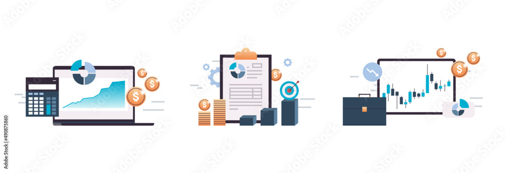Digital tablet computer analyzing sales data, data management system and business strategy concept flat vector illustration.
Digital tablet computer analyzing sales data, data management system and business strategy concept flat vector illustration.