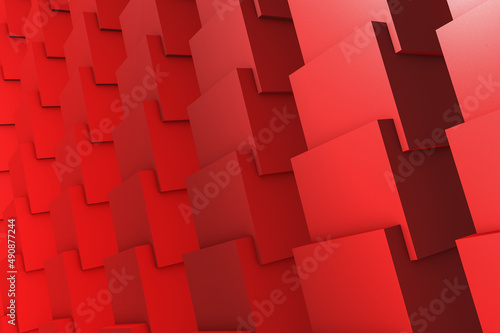 Red abstract 3D background of rectangular blocks