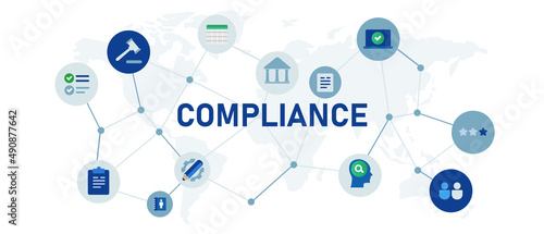 compliance icon set concept of company orgenization comply with regulationsgovernance management aspect