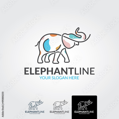 Sticker Minimal elephant logo template - vector
