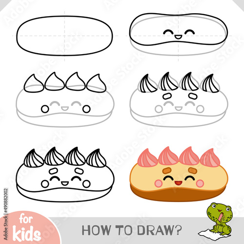 How to draw eclair pastry for children. Step by step drawing tutorial