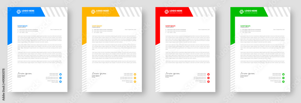 corporate modern business letterhead design template with yellow, blue, green and red color. letterhead, letter head, Business letterhead design. corporate business letterhead design with unique shape corporate modern business letterhead design template with yellow, blue, green and red color. letterhead, letter head, Business letterhead design. corporate business letterhead design with unique shape