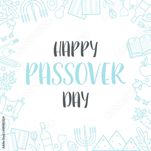 Happy Passover Pesach day greeting card