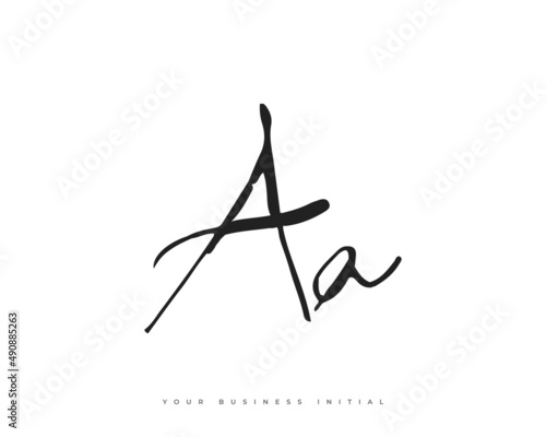 Hand Drawn AA Initial Logo Design. A and A Initial Signature Logo or Symbol