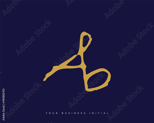 Hand Drawn AB Initial Logo Design. A and B Initial Signature Logo or Symbol