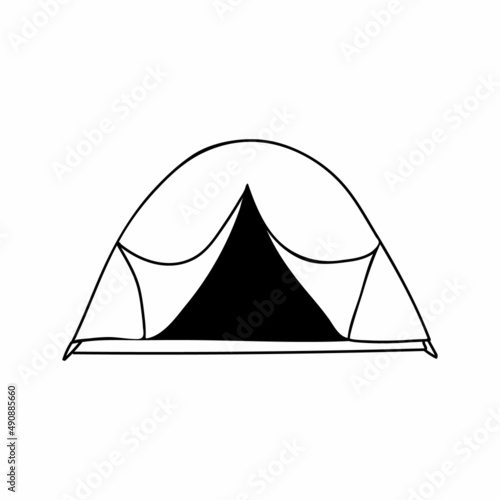Doodle camping tent doodle icon in vector. Hand drawn camping tent doodle icon in vector