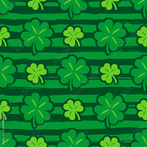 St. Patrick's Day repeating background, Shamrock seamless pattern. Vector illustration