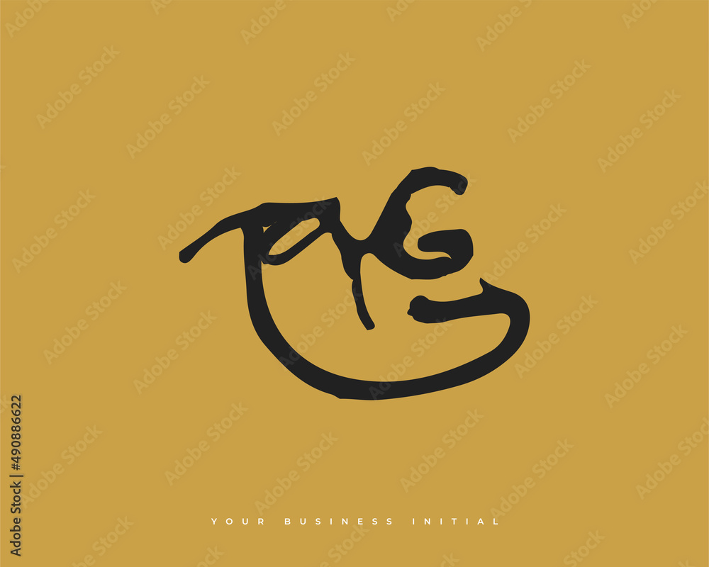 Fototapeta premium Hand Drawn AG Initial Logo Design. A and G Initial Signature Logo or Symbol