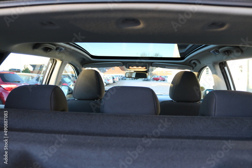 Panorama roof of car interior.