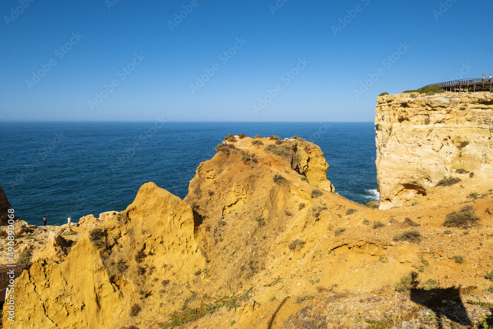 cliffs and rocks at Carvoeiro beach, Algarve, Portugal