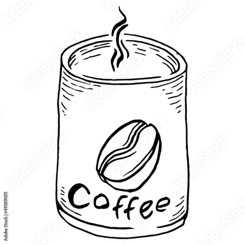 Coffee mug sketch drawing. Vector illustration of a mug with coffee.