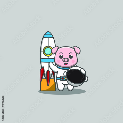 cute pig astronaut