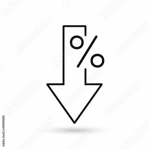 Percent down arrow icon, vector illustration.