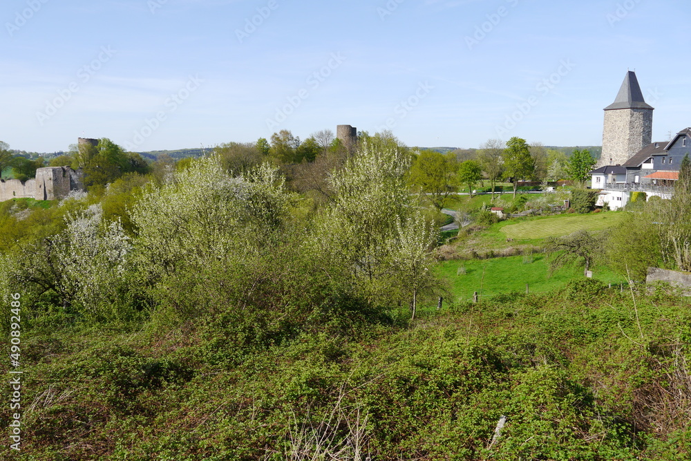 Landschaft mit Burg bei Hennef (Sieg)
