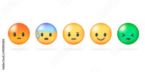Set of emoticons with different moods. Emoji.
