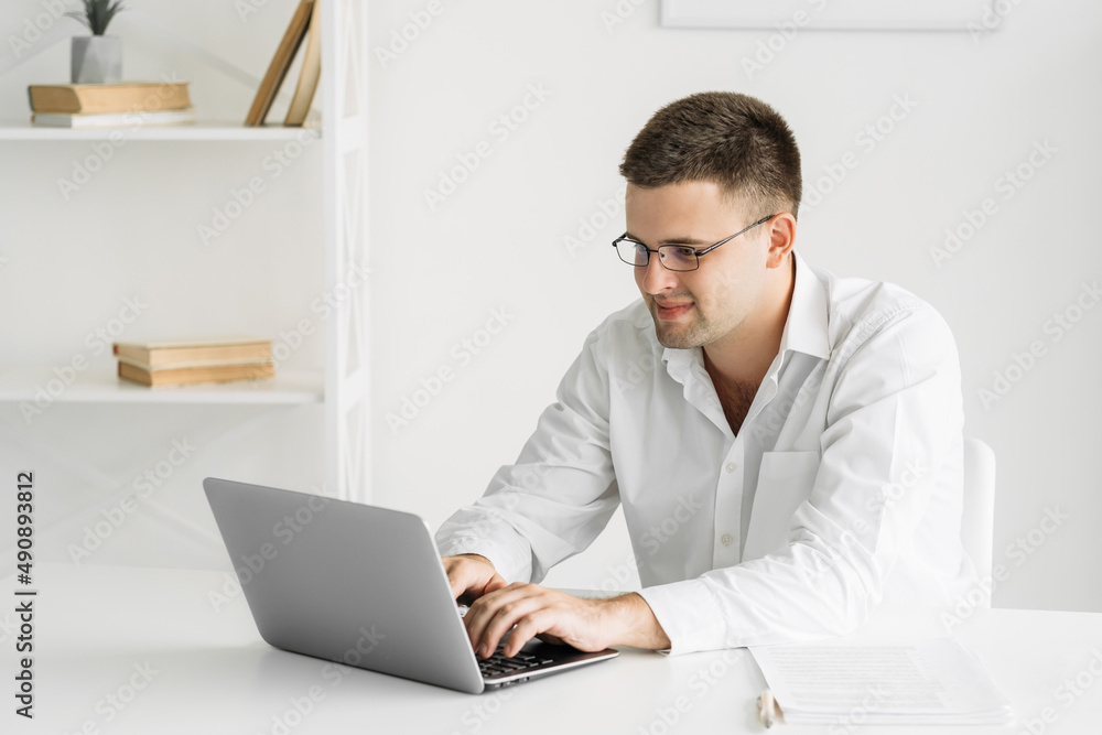 online communication office man virtual connection online communication office man virtual connection