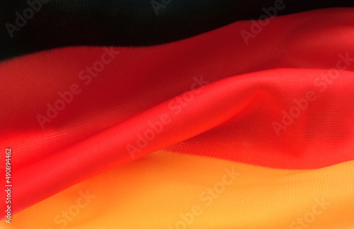 German flag tricolor black red gold closed up