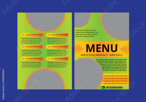 Restaurant menu flyer template design.