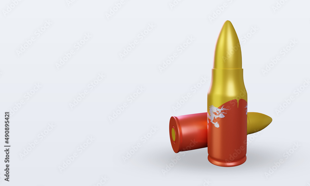 3d bullet Bhutan flag rendering right view 3d bullet Bhutan flag rendering right view
