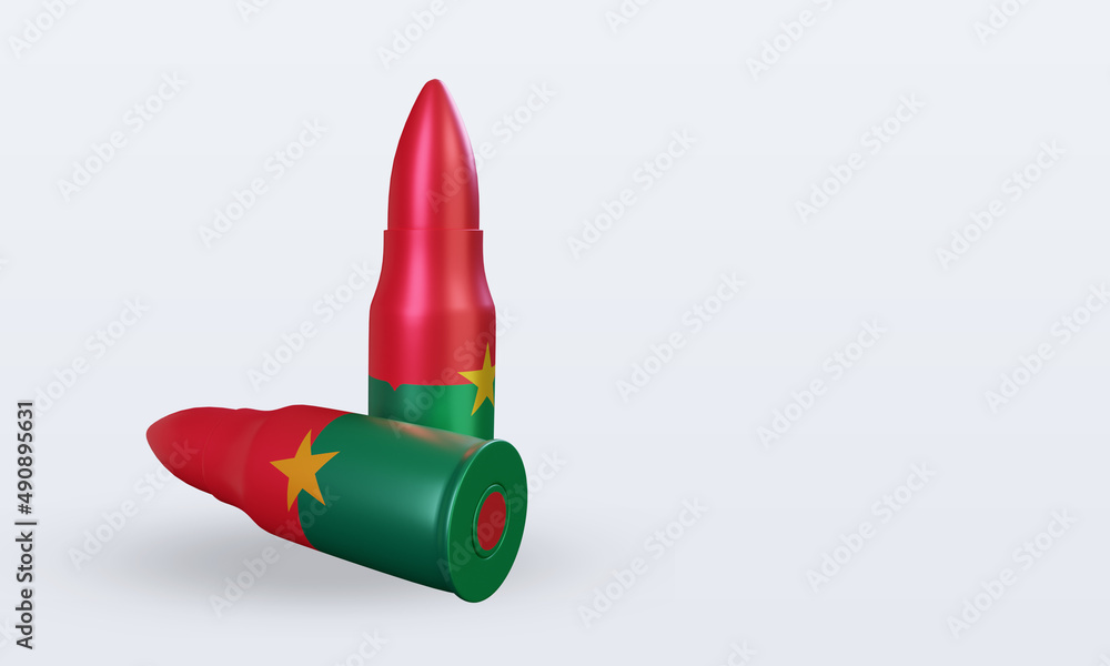 3d bullet Burkina Faso flag rendering left view 3d bullet Burkina Faso flag rendering left view
