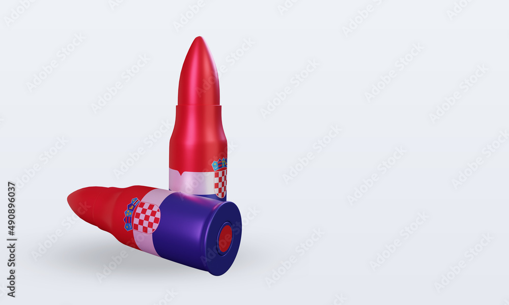 3d bullet Croatia flag rendering left view 3d bullet Croatia flag rendering left view