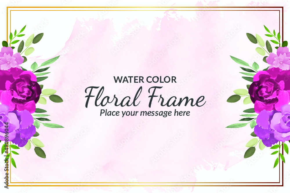 Watercolor floral frame background with red and purple roses Free ...