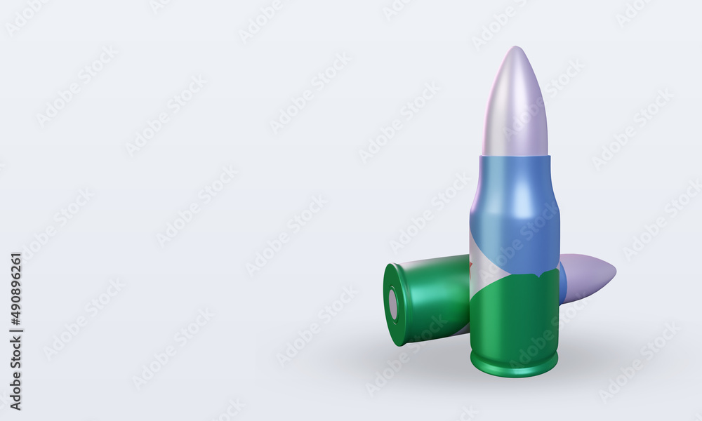 3d bullet Djibouti flag rendering right view 3d bullet Djibouti flag rendering right view