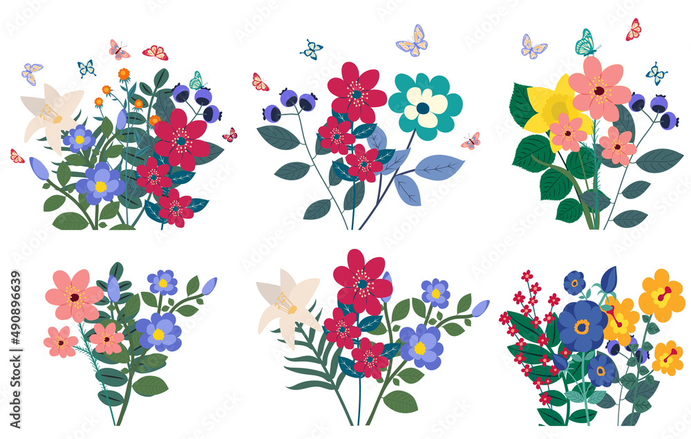 bouquet of flowers flat design , isolated bouquet of flowers flat design , isolated