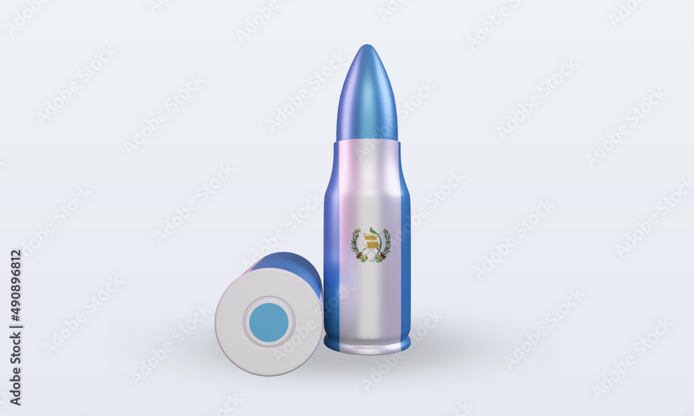 3d bullet Guatemala flag rendering front view 3d bullet Guatemala flag rendering front view