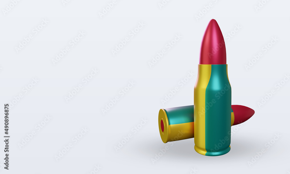 3d bullet Guinea Bissau flag rendering right view 3d bullet Guinea Bissau flag rendering right view