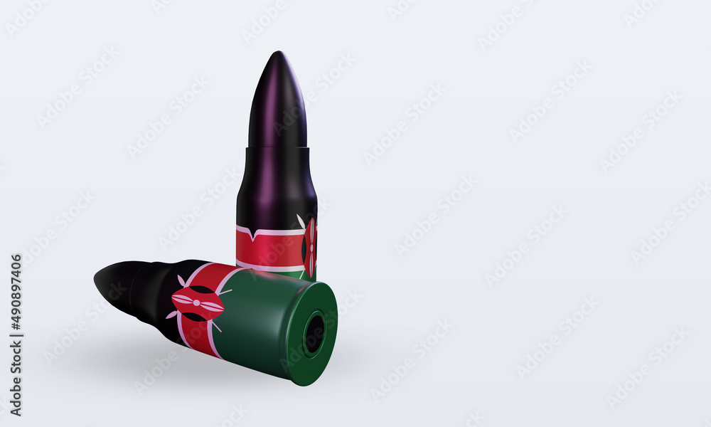 3d bullet Kenya flag rendering left view 3d bullet Kenya flag rendering left view