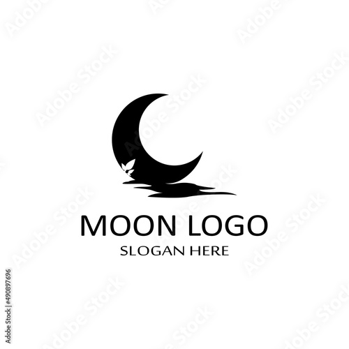 full moon and half moon logo, using logo vector icon concept design and symbol illustration