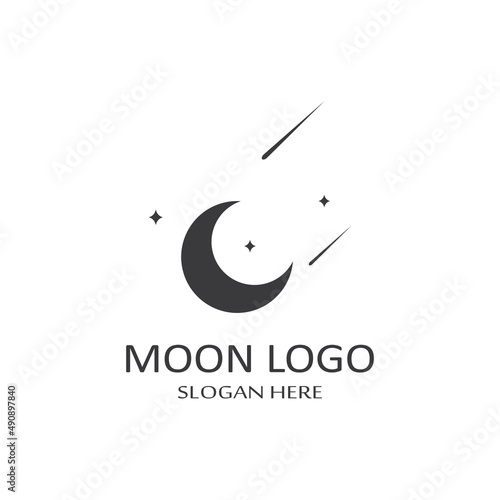 full moon and half moon logo, using logo vector icon concept design and symbol illustration