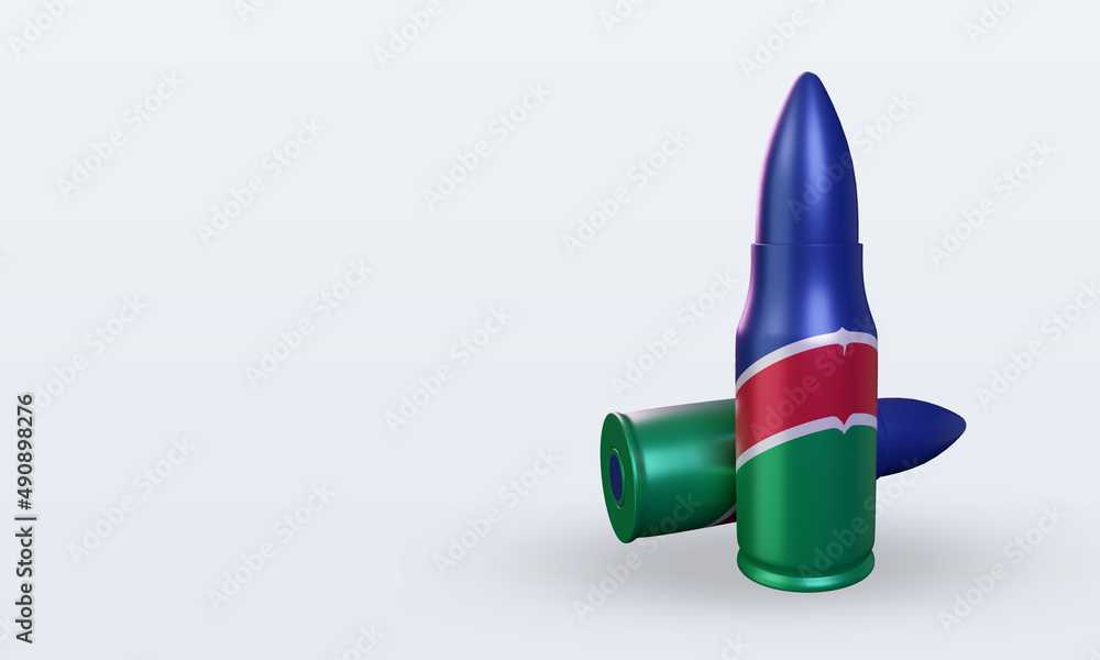 3d bullet Namibia flag rendering right view 3d bullet Namibia flag rendering right view