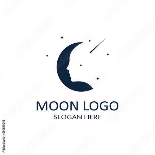 full moon and half moon logo, using logo vector icon concept design and symbol illustration