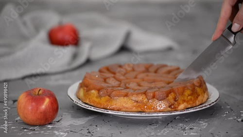 Freshly baked homemade Apple Tarte Tatin.