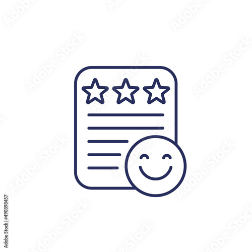 good review line icon with emoji