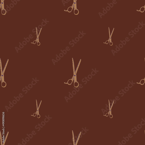 Scissors seamless pattern. Retro salon background.