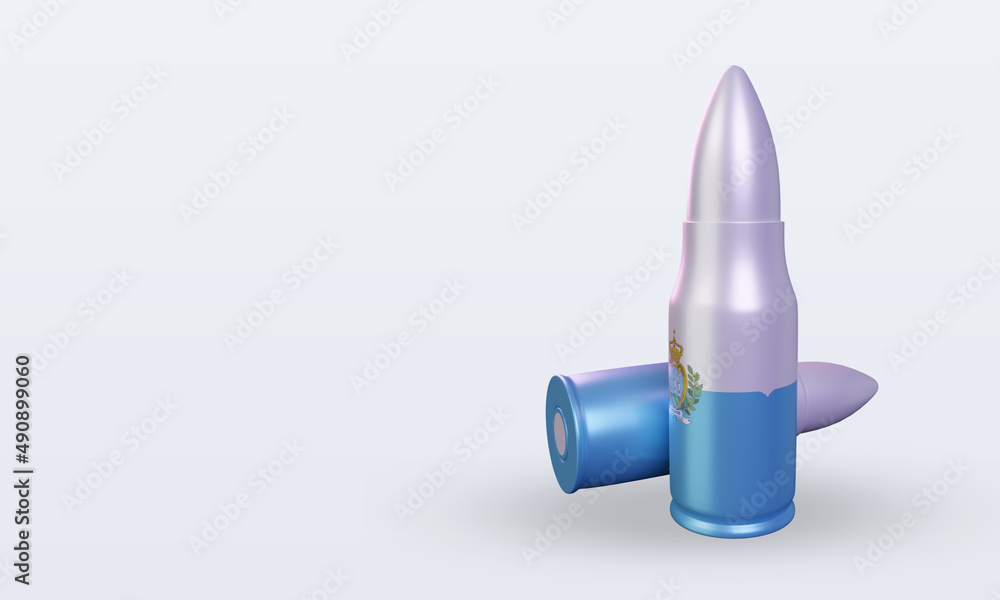 3d bullet San Marino flag rendering right view 3d bullet San Marino flag rendering right view