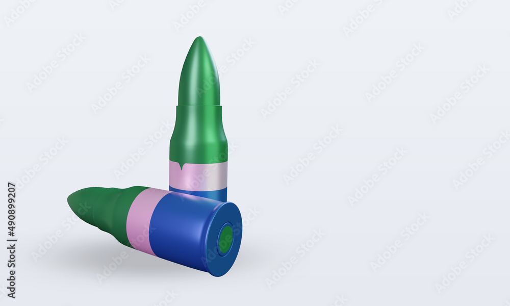 3d bullet Sierra Leone flag rendering left view 3d bullet Sierra Leone flag rendering left view