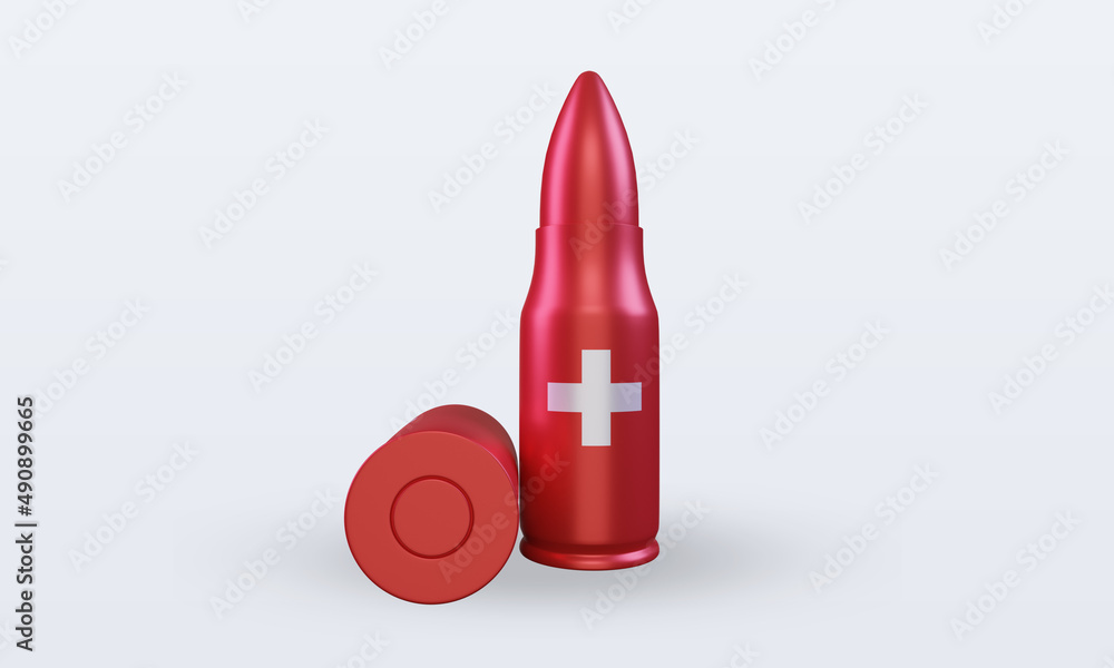 3d bullet Switzerland flag rendering front view 3d bullet Switzerland flag rendering front view