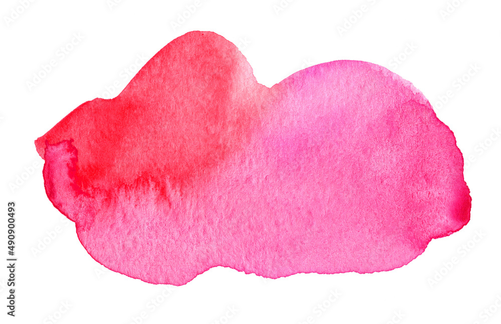 Abstract pink watercolor shape as a background isolated on white. Watercolor clip art for your design