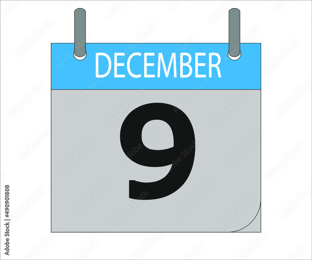 December 9th. Calendar icon. Date day of the month Sunday, Monday, Tuesday, Wednesday, Thursday, Friday, Saturday and Holidays December 9th. Calendar icon. Date day of the month Sunday, Monday, Tuesday, Wednesday, Thursday, Friday, Saturday and Holidays